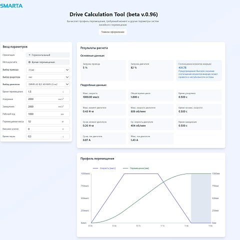 Drive Calculation Tool: расчет линейных приводов